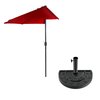 Pure Garden 9 Ft Semicircle Patio Umbrella with Base, Red 50-145-RB